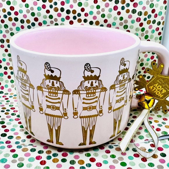 Christmas Matte Gold Nutcrackers on Baby Pink Mug - Picture 2 of 6